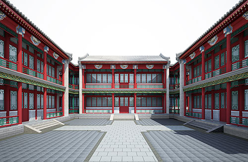 白城北京四合院设计古建筑鸟瞰图展示
