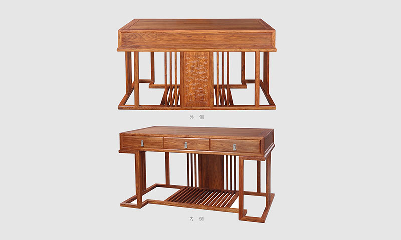 白城 别墅中式家居书房装修实木书桌效果图