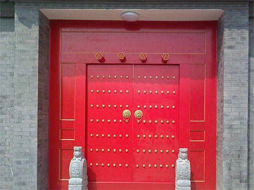 白城中国传统四合院系列朱红色中式木制大门木作